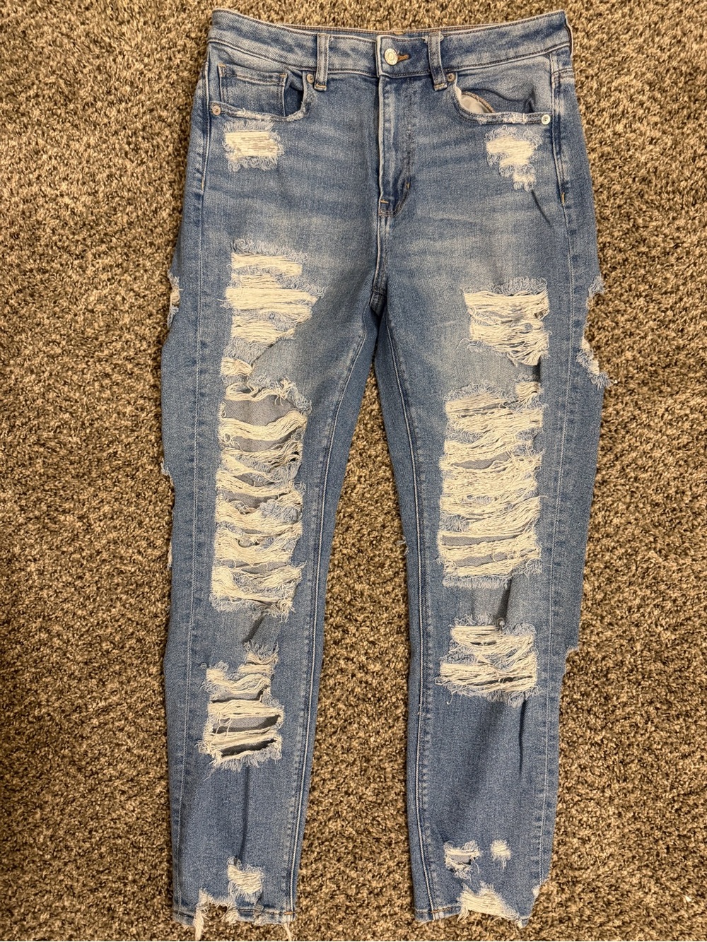American Eagle Outfitters Light Blue Ripped Skinny Jeans